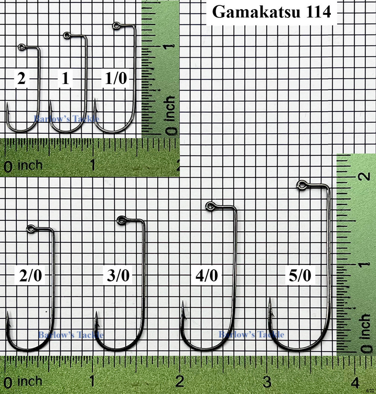 Gamakatsu 114 Light Wire Black Jig Hooks Size 2 Jagged Tooth Tackle