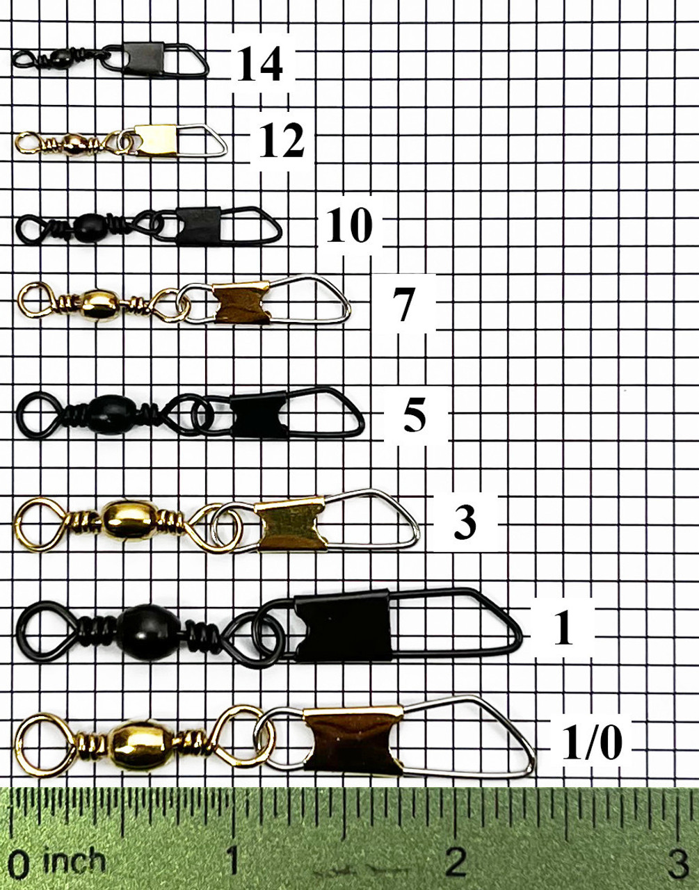 Eagle Claw Black Barrel Swivel w Safety Snap - 12 (7 Pack)