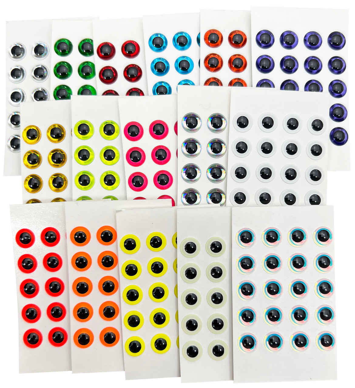 5mm ADHESIVE 3D EYES. YOU PICK COLOR. FLY TYING, JIG / LURE MAKING CRAFTS  13/64