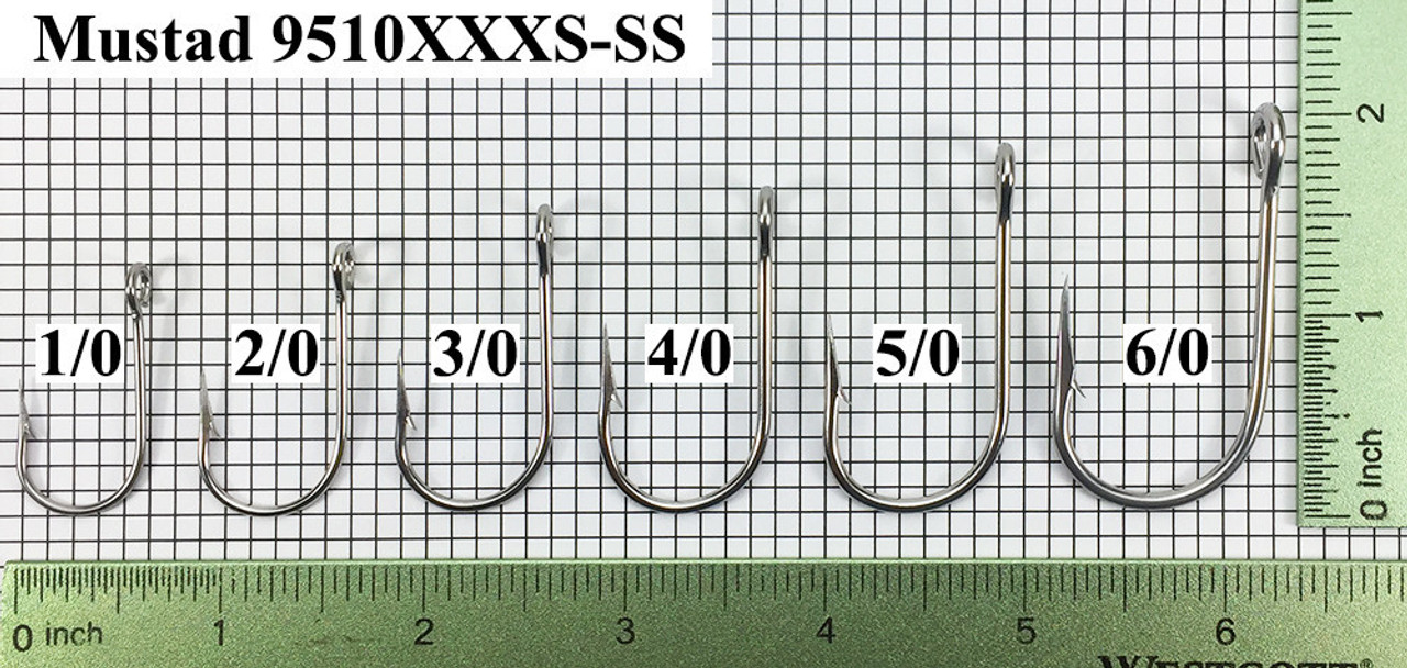 Mustad 9510XXXS-SS Siwash/Salmon Hooks Sizes 3/0-6/0 - Open Eye