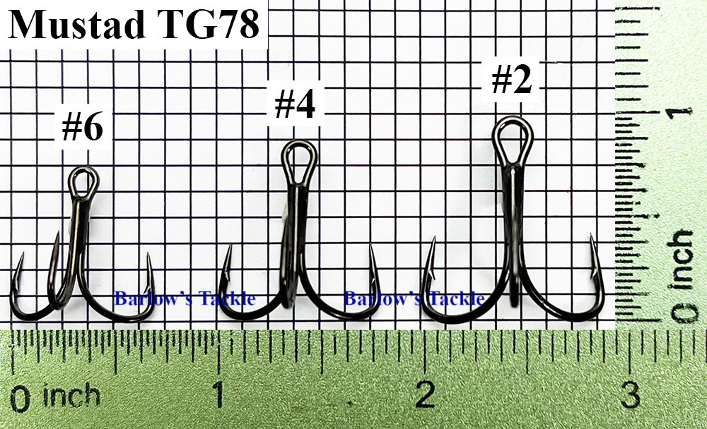 Mustad TG78 NP-BN KVD Treble Hooks Sizes 6-1 Barlow's Tackle