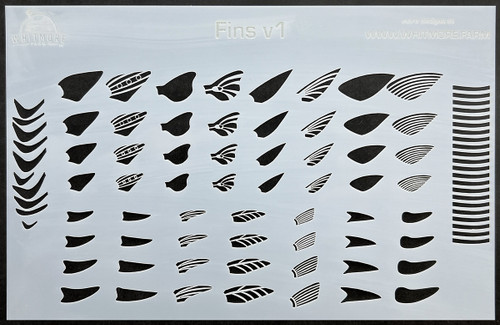 airbrush fishing lure stencils Fins v1 Assortment Stencil Precision Airbrush Stencils Hand Whitmore Farm Stencils - Barlow's