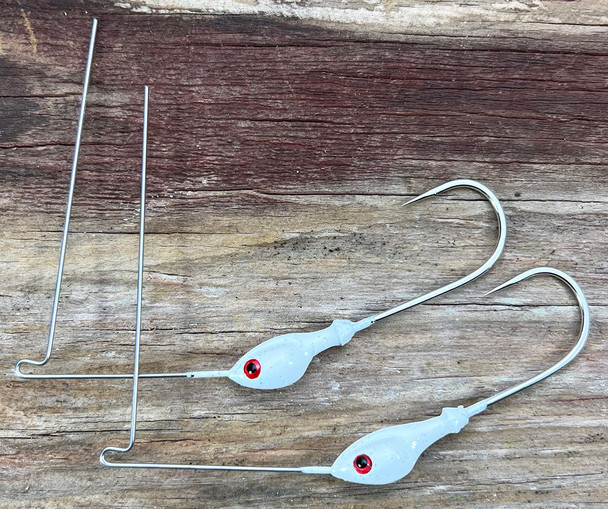 Closeout 2023  Heavy Wire White Glitter Spinner Bait Heads - CLOSEOUT