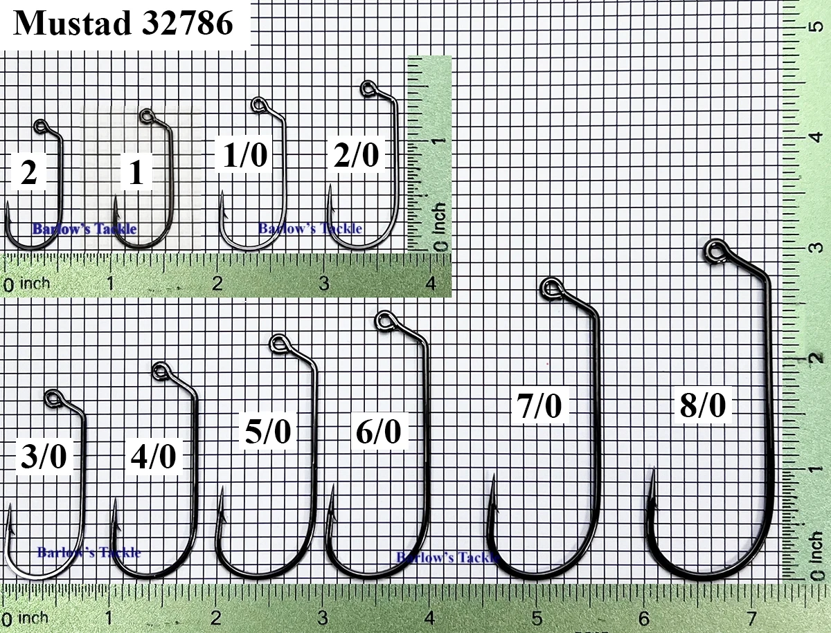  Mustad 32786 NP-BN Jig Hook Sizes 2-8/0