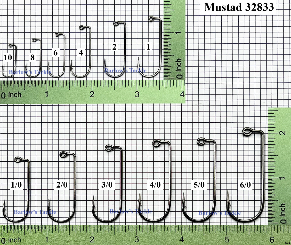 Mustad Jig Hooks Style 32833NP-BN Sizes 10 - 6/0  Mustad Jig Hooks Style 32833NP-BN Sizes 10 - 6/0
