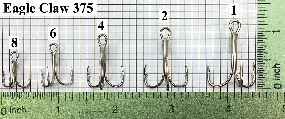 Eagle Claw Hooks Eagle Claw 375 Treble Hooks Sizes Available 8 - 1