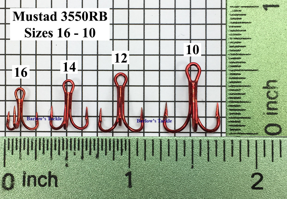  Mustad 3551RB Treble Hooks Sizes 16 - 10