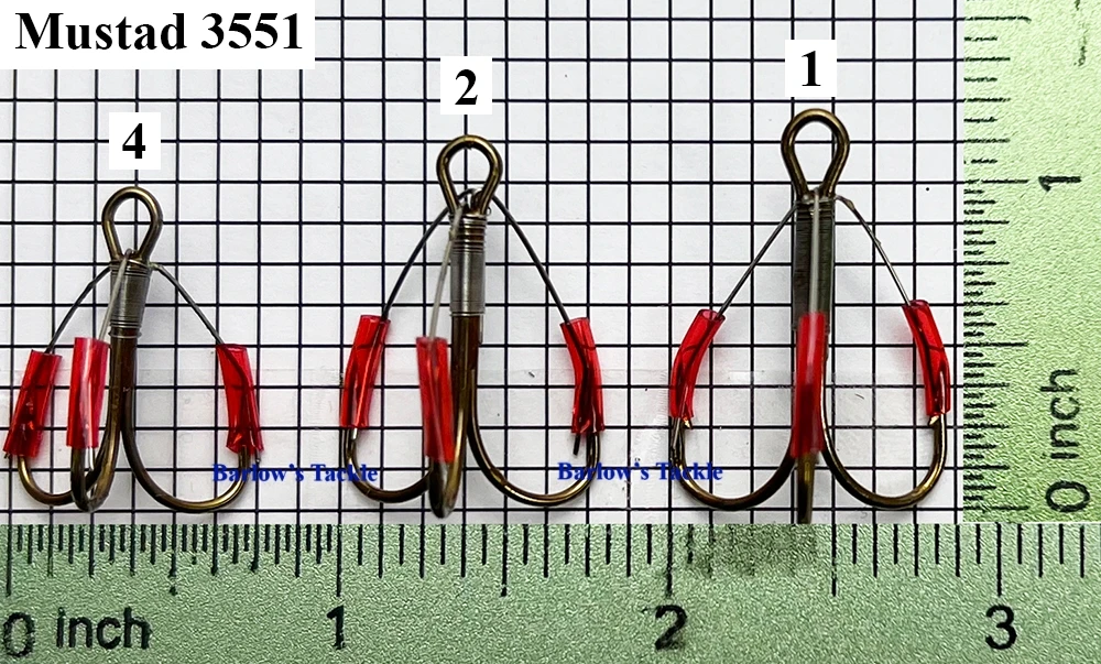  Mustad 3551W Treble Hooks Weedless Sizes 4 - 1