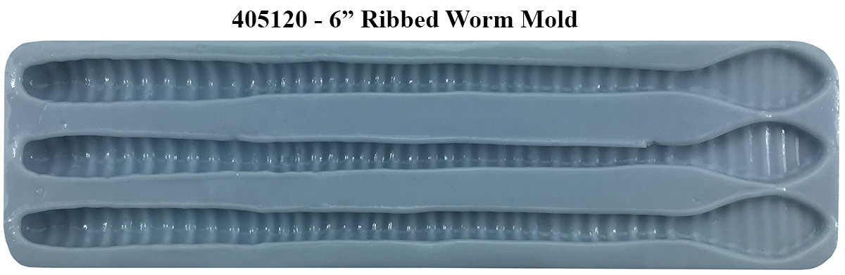 Barlows Ribbed Worm Mold - 6"