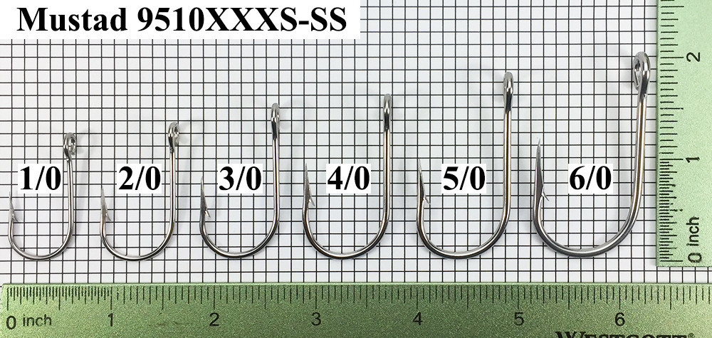  Mustad 9510XXXS-SS Siwash/Salmon Hooks Sizes 1/0 - 6/0 - Open Eye