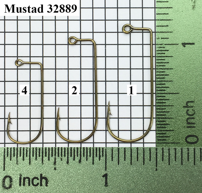 Mustad 32889 BR Jig Hooks Sizes 4-1  Mustad 32889 BR Jig Hooks Sizes 4-1
