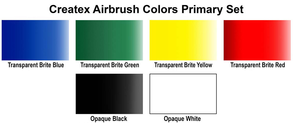  Createx Airbrush Primary 6 Color Paint Set