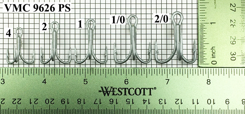 VMC Hooks VMC 9626 PS Treble Hooks Sizes 4 - 2/0