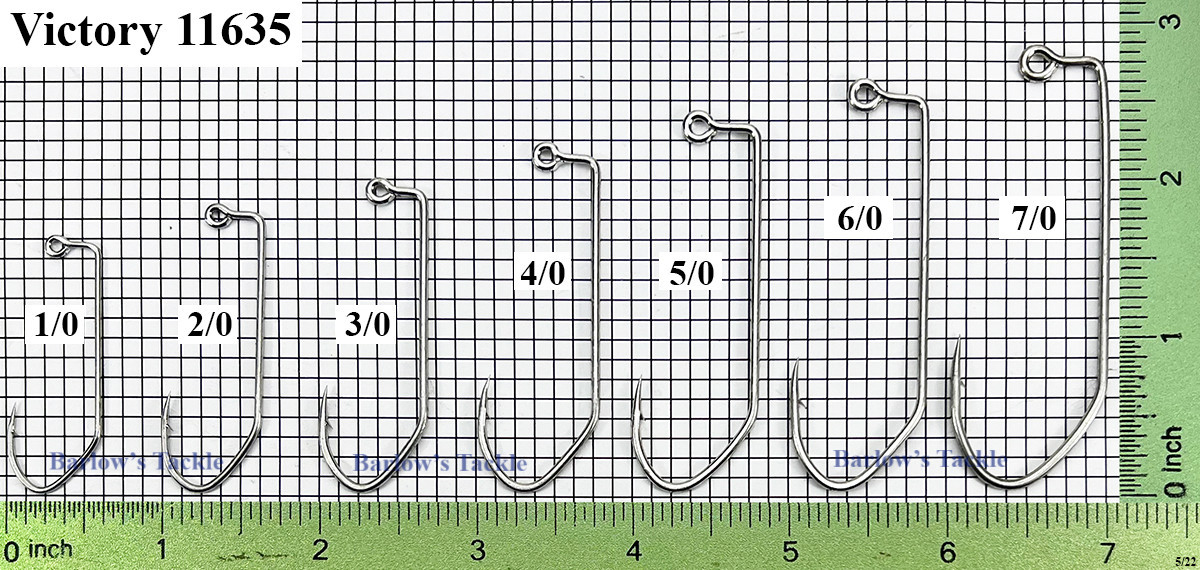 Victory Hooks Victory 11635TN Jig Hook Sizes 1/0 - 7/0 Victory Hooks Victory 11635TN Jig Hook Sizes 1/0 - 7/0