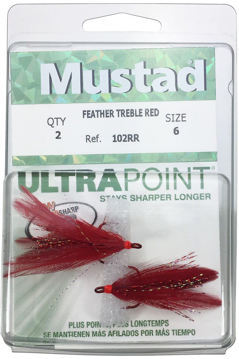  Mustad 102 Feather Dressed Treble Hooks 