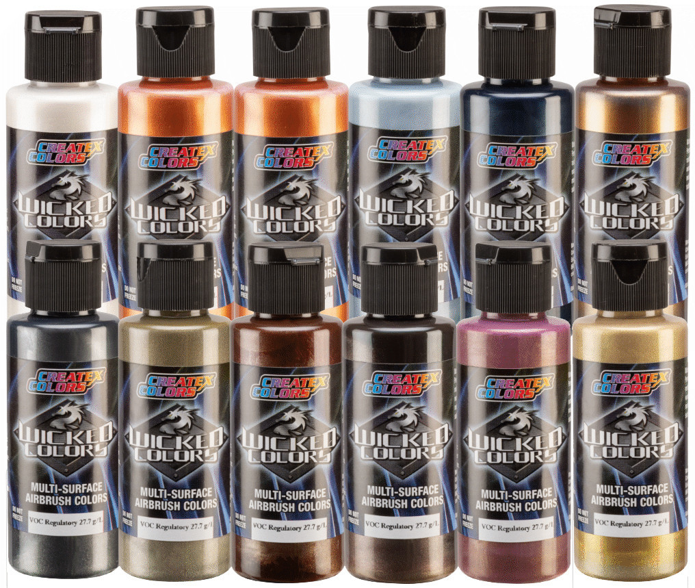 Createx Airbrush Wicked Metallic 12 Paint Set  Createx Airbrush Wicked Metallic 12 Paint Set