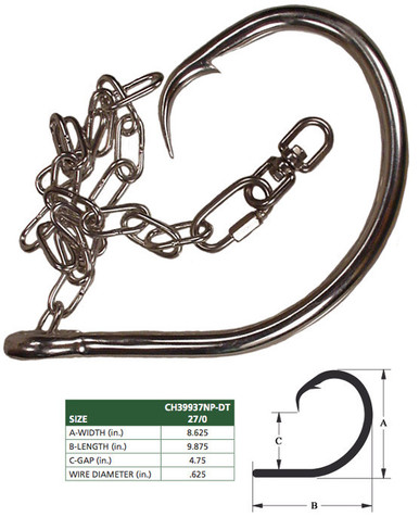 Mustad CH39937NP-DT Shark Circle Hook Size 27/0 - Barlow's