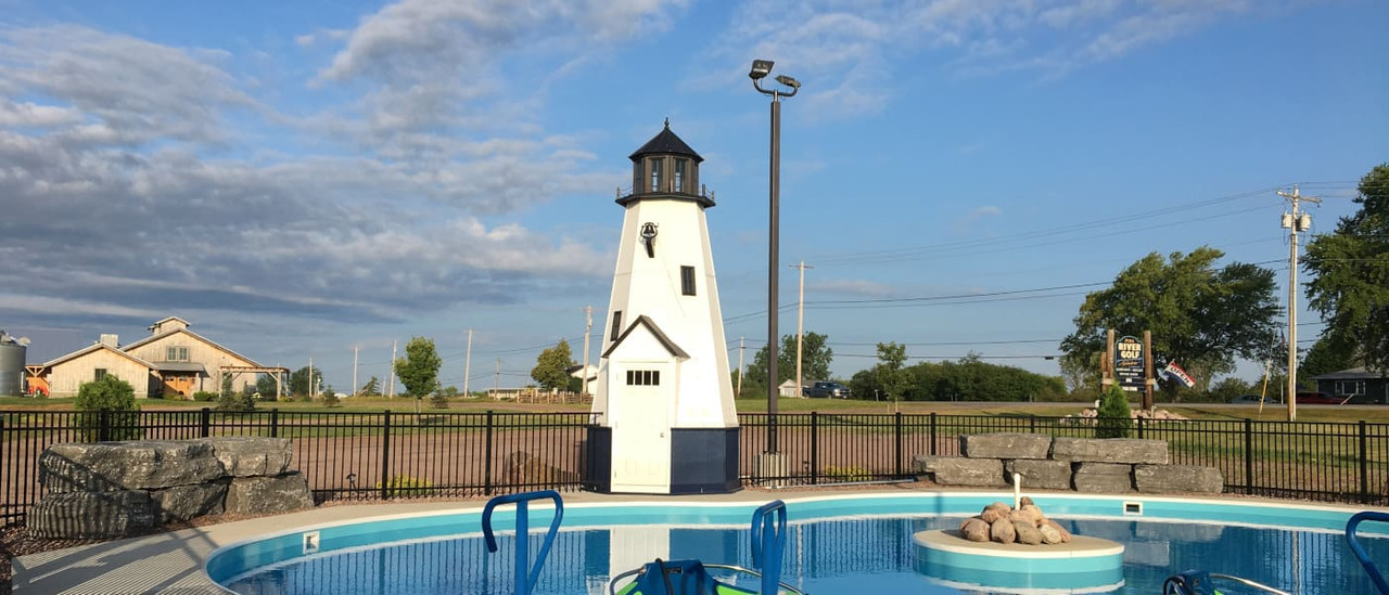 Amish built custom lighthouses up to 30 feet tall - 20 foot poolside lighthouse.