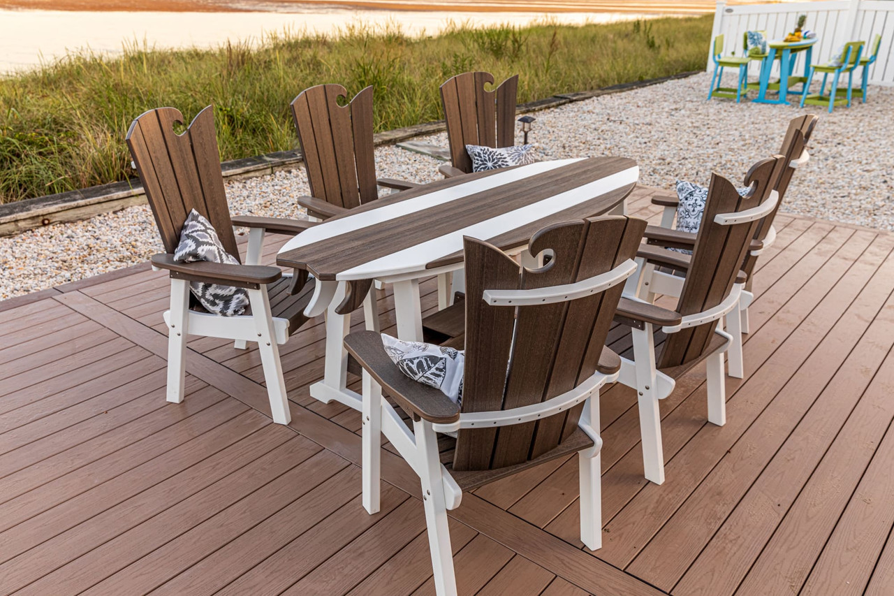 OceanWavz 8 Foot Bar Height Poly Surfboard Table & Chairs Set