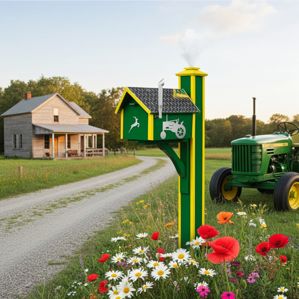 Deluxe Poly Mailbox with Tractor Theme - Thumbnail 4