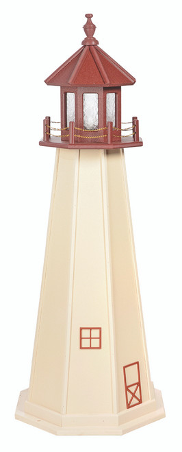 Amish handcrafted Cape May replica wood lighthouse, 5 foot, finished in cherrywood and ivory.