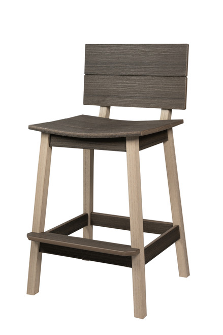 Amish handcrafted poly bar chair in coastal gray and birchwood.