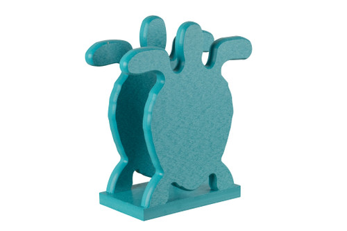 Poly napkin holder for indoor or outdoor use, Sea Quest Collection turtle shape in aruba blue.