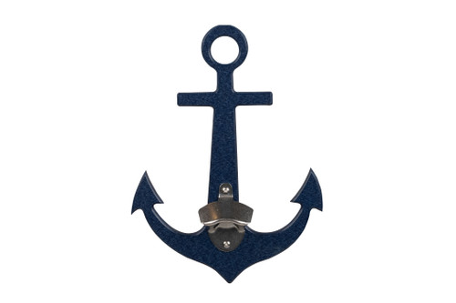 Sea Quest Collection poly bottle opener for indoor outdoor use, anchor design in patriot blue.