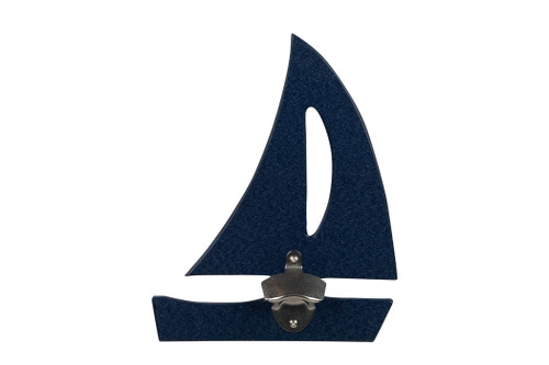 Sea Quest Collection poly bottle opener for indoor outdoor use, sailboat design in patriot blue.