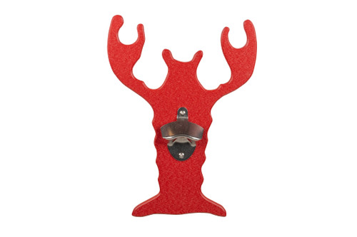 Sea Quest Collection poly bottle opener for indoor outdoor use, lobster design in cardinal red.