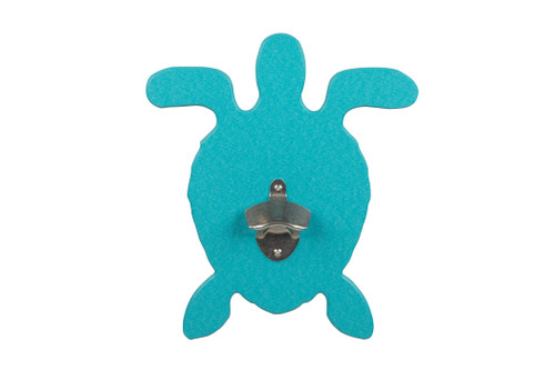 Sea Quest Collection poly bottle opener for indoor outdoor use, turtle design in aruba blue.