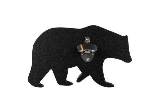 Sea Quest Rustic Collection indoor outdoor, poly bottle opener - bear design in black.