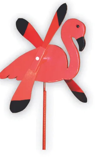 Amish handcrafted lawn decor whirlygig garden stake - Flamingo