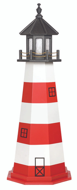 Amish handcrafted Assateague replica garden lighthouse, poly construction, 5 foot.