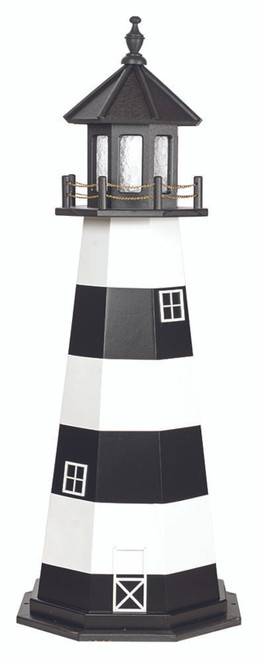 Amish crafted Cape Canaveral, FL replica poly garden lighthouse finished in black and white, 5 foot model.