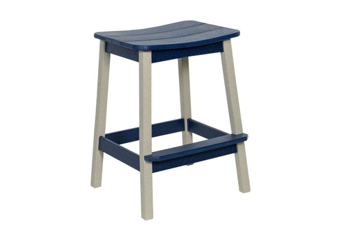 Amish built poly bar height bar stool finished in Patriot Blue and Light Gray.