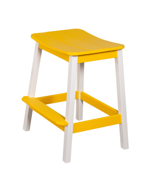 Amish built poly counter height bar stool finished in yellow and white.