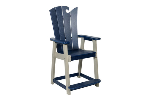 Amish crafted Ocean Wavz collection poly bar chair pictured in patriot blue and light gray