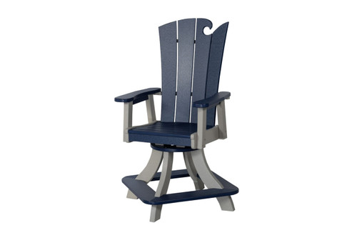 Amish crafted Ocean Wavz poly swivel counter chair in patriot blue and light gray