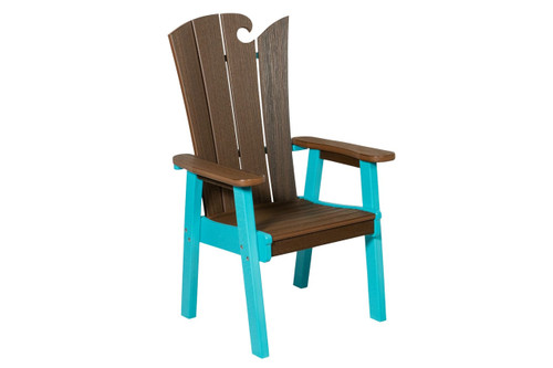 Amish crafted Ocean Wavz collection poly dining chair pictured in brazilian walnut and aruba blue