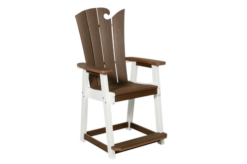 Amish crafted Ocean Wavz collection poly dining chair pictured in brazilian walnut and white