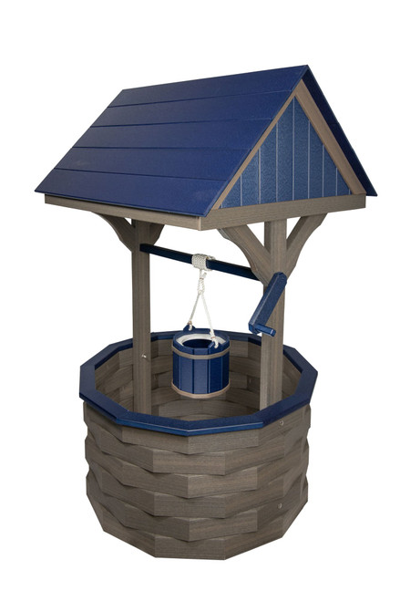 Amish handcrafted poly wishing well jumbo in coastal gray and patriot blue