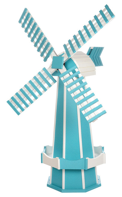 Amish crafted poly windmill, large, in aruba blue and white.