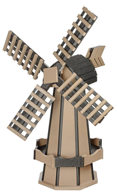Amish crafted poly windmill, medium, weatherwood and black