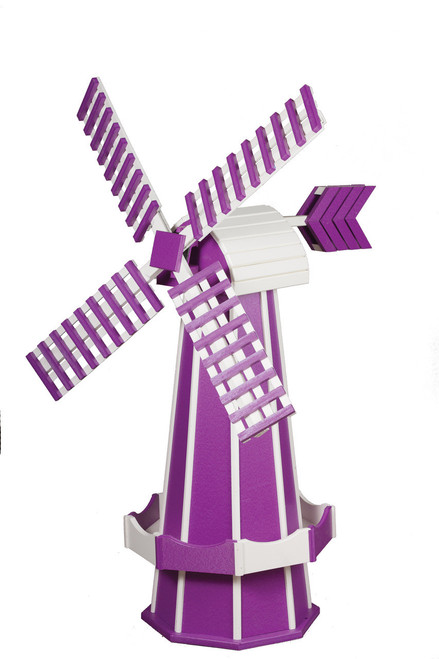 Amish crafted poly windmill, medium, purple and white