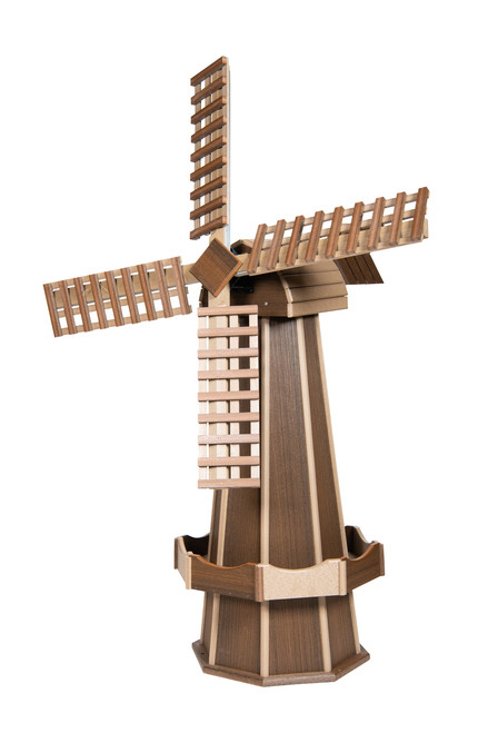 Amish crafted poly windmill, large, brazilian walnut and weatherwood