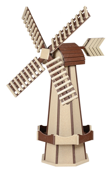 Amish crafted poly windmill, birchwood and brown