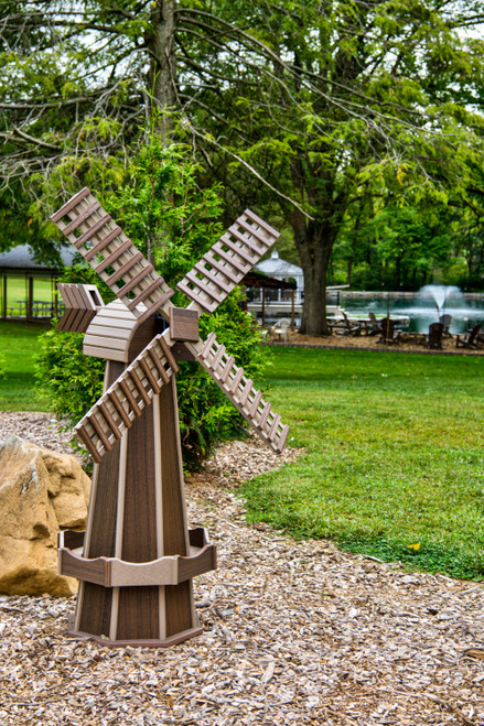 Amish crafted poly windmill, brazilian walnut and weatherwood