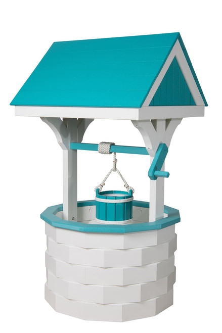 Amish handcrafted poly wishing well jumbo in white and aruba blue