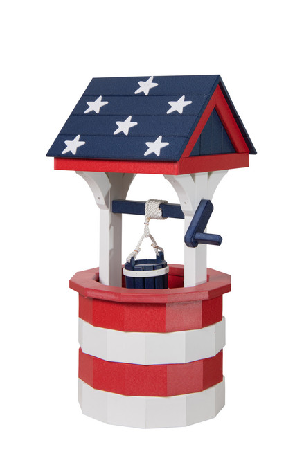 Amish crafted poly wishing well in patriotic colors